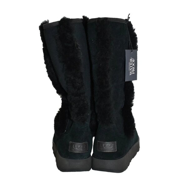 $265 UGG Sundance Genuine Shearling Waterproof SUEDE TALL Boot BLACK 6.5 (DC10) - Picture 5 of 6